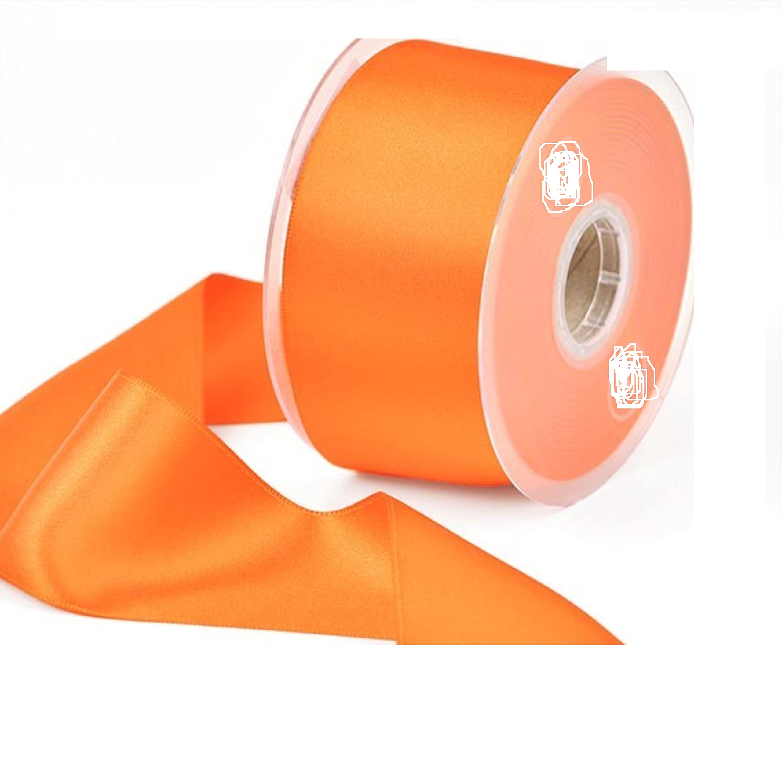Double Faced Polyester Satin Gift Wrap Ribbon, Ribbons for Gift Wrapping, Christmas Ribbon, Gift Wrapping Ribbon for Crafting, Wedding Party Decor (50mm X 23 Metres, Orange)