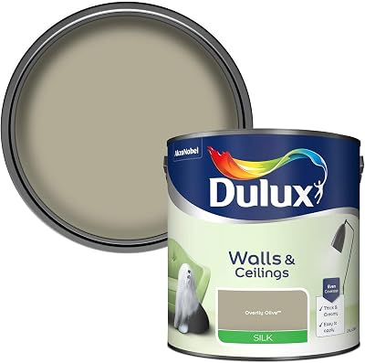 Dulux Walls & Ceilings Silk Emulsion Paint Overtly Olive 2.5 Litres