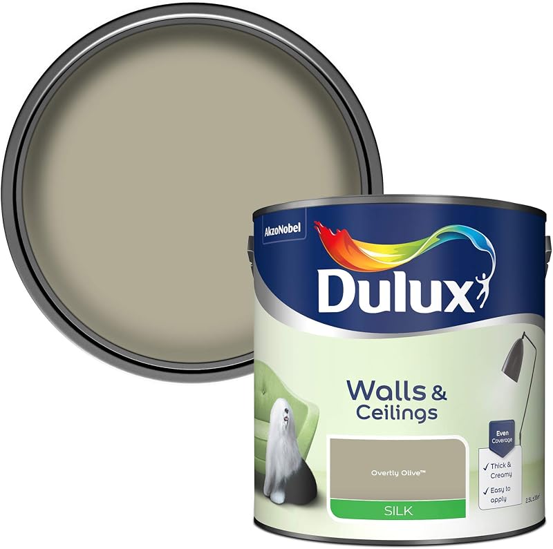 Dulux Walls & Ceilings Silk Emulsion Paint Overtly Olive 2.5 Litres