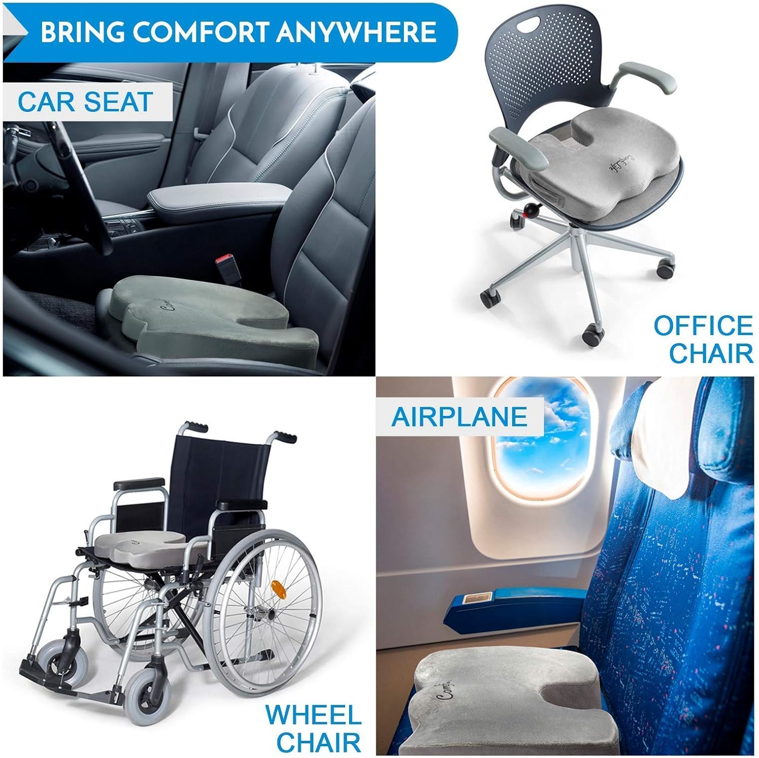 ComfiLife Gel Enhanced Seat Cushion & Lumbar Support Bundle - Office Chair & Car Seat Cushion for Back Pain & Sciatica Relief - 100% Memory Foam : Office Products