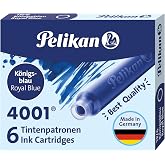 Pelikan 4001 TP/6 Ink Cartridges for Fountain Pens, Royal Blue, 0.8ml, 6 Pack (301176)
