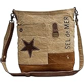 Myra Bag Western Leather Shoulder Bag for Women - Upcycled Canvas Crossbody Jinga