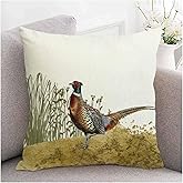 Decgarsun Decorative Throw Pillow Covers 18x18 for Couch Sofa Watercolor Pillowcase Animal Pheasant Farmhouse Burlap Cushion Covers