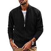 PJ PAUL JONES Mens Cardigan Sweater Full Zip Up Stand Collar Cardigans Long Sleeve Knitted Sweaters