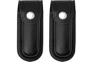 2 PCS Pocket Knife Holster Leather Pocket Knife Sheath for Belt, Black Folding Knife Sheath for Outdoor Climbing,Camping, Cyc