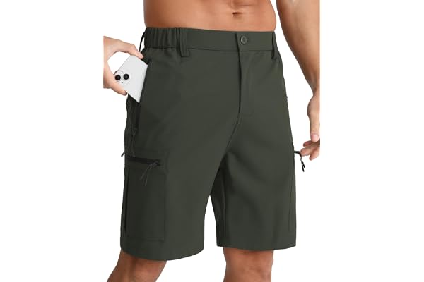 APTRO Men's Cargo Shorts with Multi Zipper Pockets Lightweight Quick Dry Golf Hiking Shorts for Men 9" Inseam