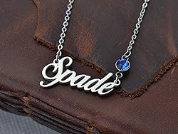 LikeFun Custom My Name Necklace with Birthstone