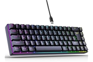 Fockety Wired Mechanical Keyboard, 68 Keys 18 RGB Backlit Russian English Dual Language Keyboard, Ergonomic Gaming Keyboards 