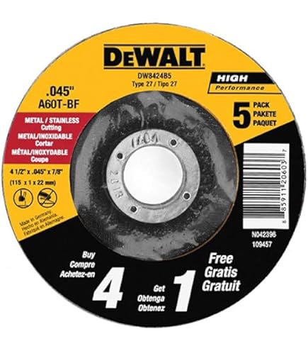 Mola Da Taglio DeWalt DW8061 Per Metallo E Inox - Disco 102x1,2mm, Foro 5/8" (15,9mm), 15.200 Giri/min, Tipo 1 A60T - 5