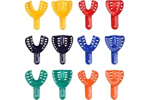Aiocoid 12pcs Dental Impression Trays Perforated Silicone Plastic Autoclavable for Adult and Children Oral Tools