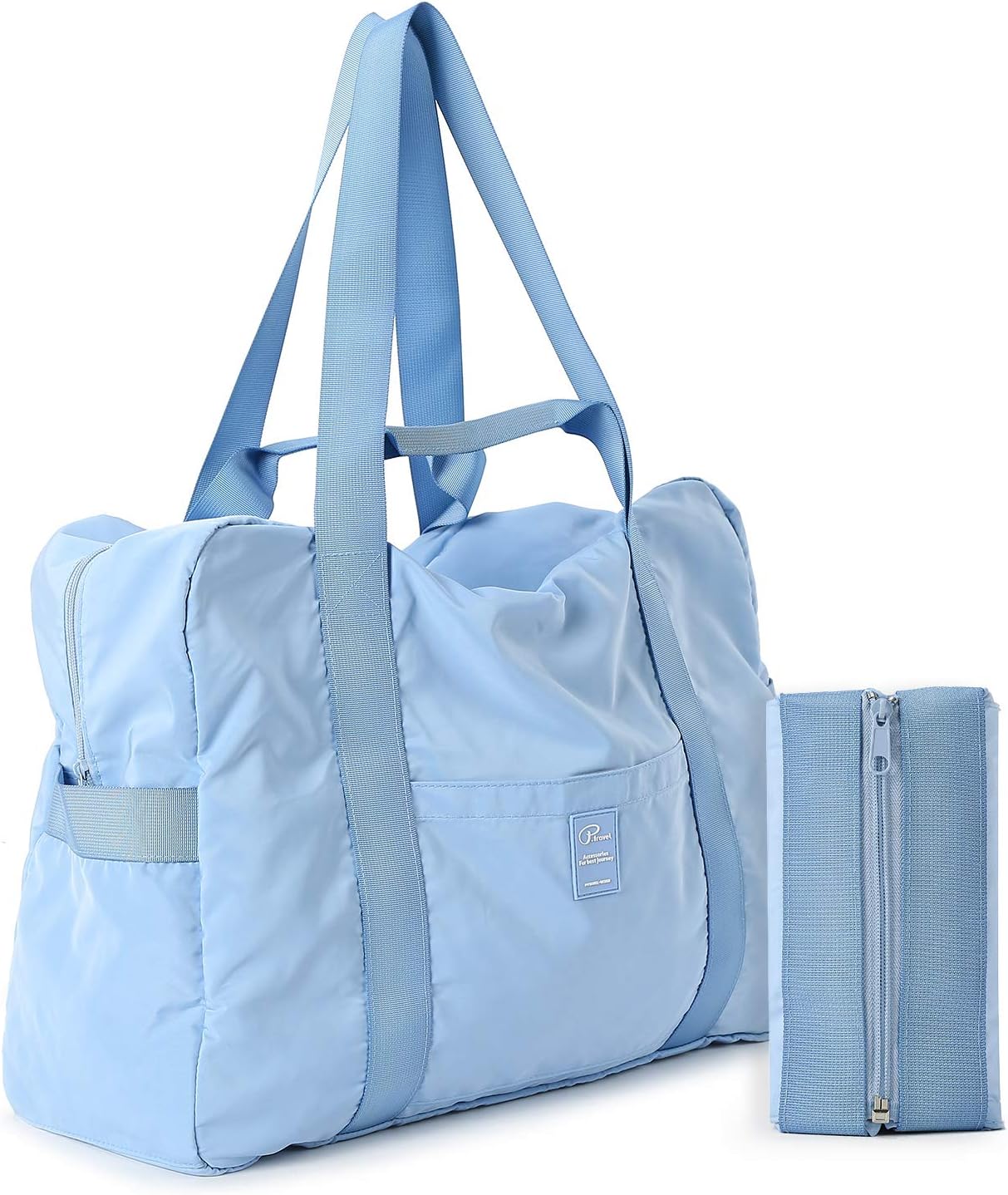 Foldable Duffles Bag for Women & Men, Waterproof Lightweight Travel Bag for Sport, Gym, Vacation (Upgrade Cube 23L-Light Blue)