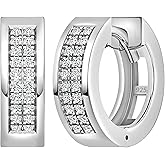 Dazzlingrock Collection 0.12 Ctw DGLA Certified Round White Natural Diamond Mens Women Unisex Hoop Earrings, in Real Solid Gold & 925 Sterling Silver