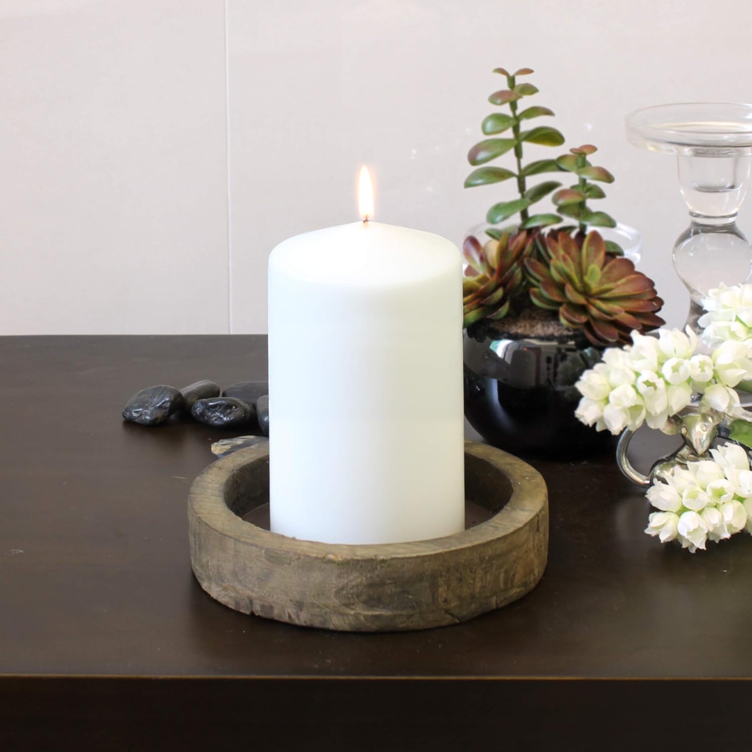 Stonebriar Tall 3x6 Inch Unscented Pillar Candles,White, 6 count: Home & Kitchen