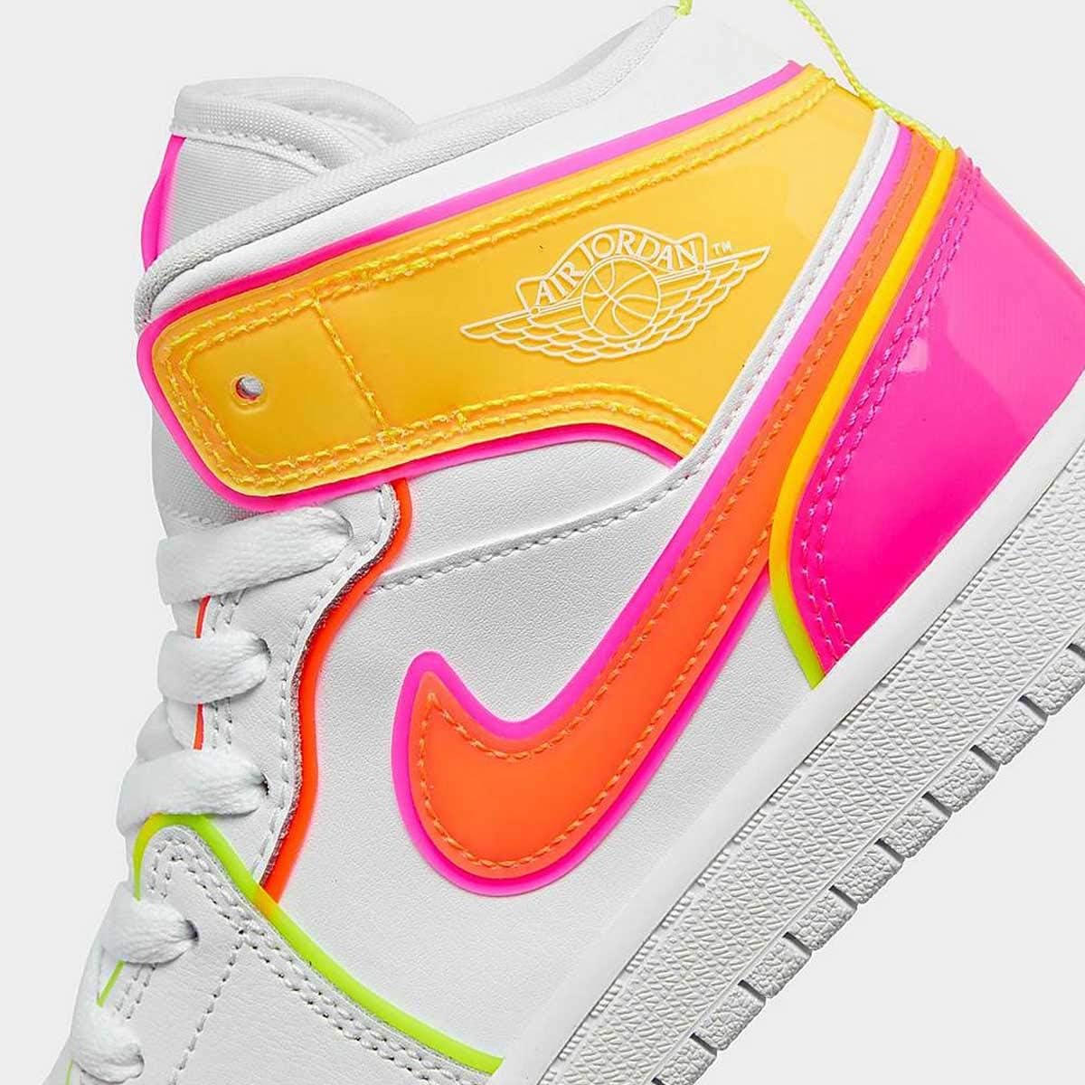 jordan aj 1 mid edge glow grade school