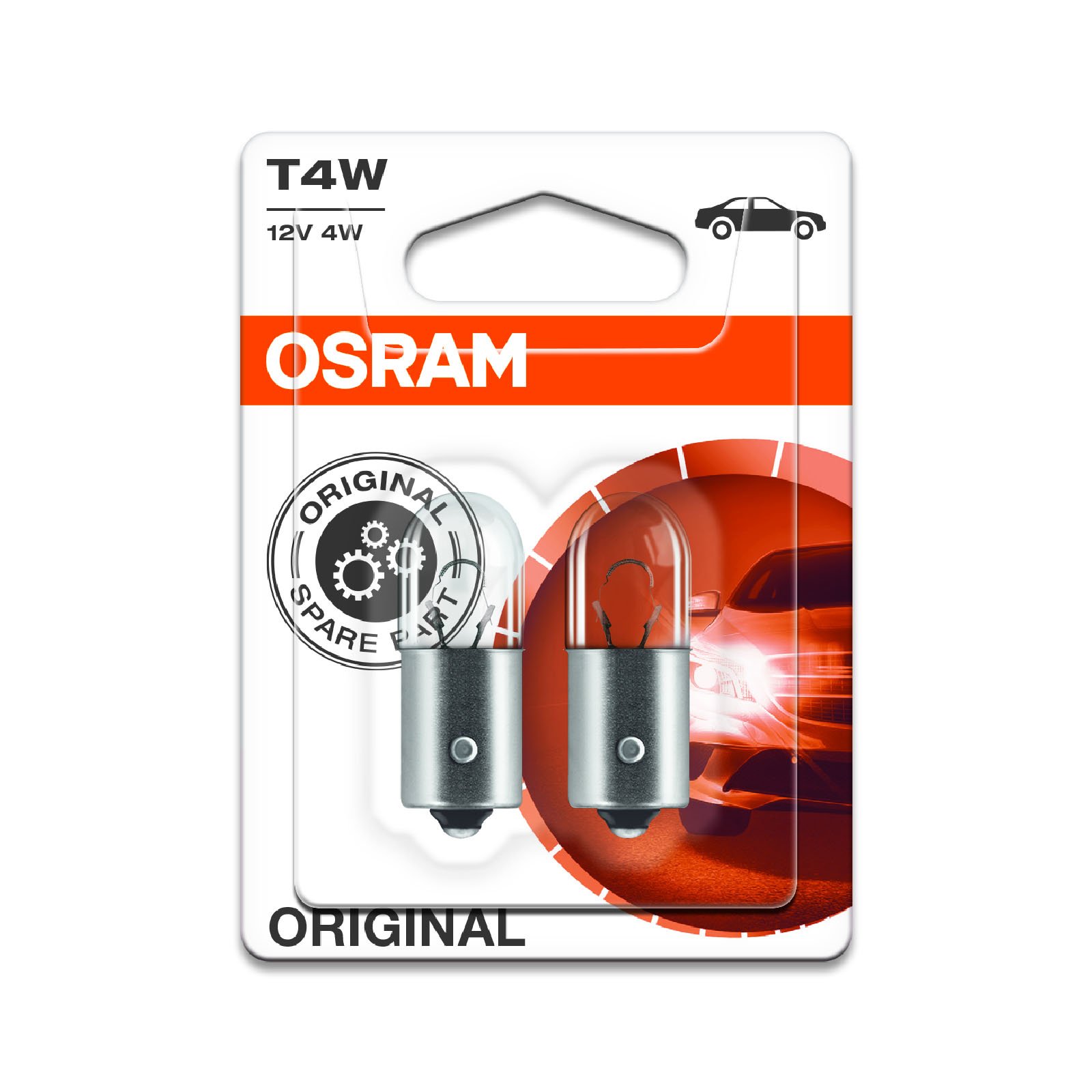 2x Genuine Osram Original T4W (BA9s / 233) 4w 12v Clear Bulbs [3893-02B] - Part Number 3893-02B