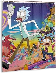 HUAHOCZ Anime Cartoon Rick Morty Shower Curtain Bathroom Decoration Waterproof Shower Curtains with 12 Plastic Hooks 60 X 72 Inches