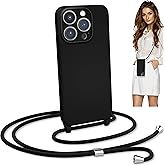 Blaspins Crossbody Strap Phone Case for iPhone 12 Pro Max, Adjustable Rope, Belt Neck Lanyard, String Detach Lanyard, Drop Proof Sturdy, Wrist Hands Free Protective Cover 6.7 inch 12 Pro Max - Black