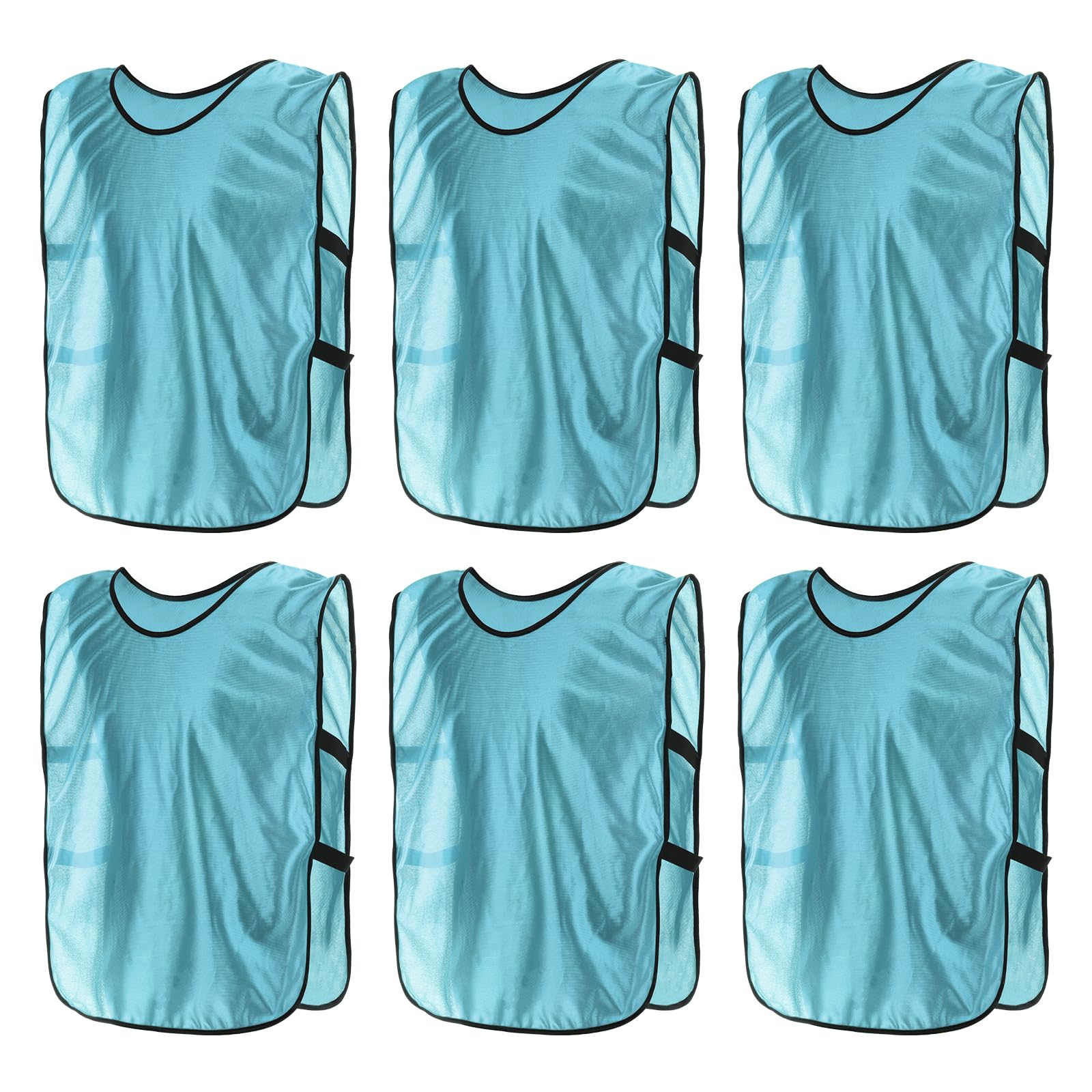 PATIKIL Scrimmage Vest, 6 Pack Soccer Pennies Soccer Jersey Training Vests Team Sports Pinnies Youth Football Practice Jerseys Fits Height 145cm to 170cm, Lake Blue