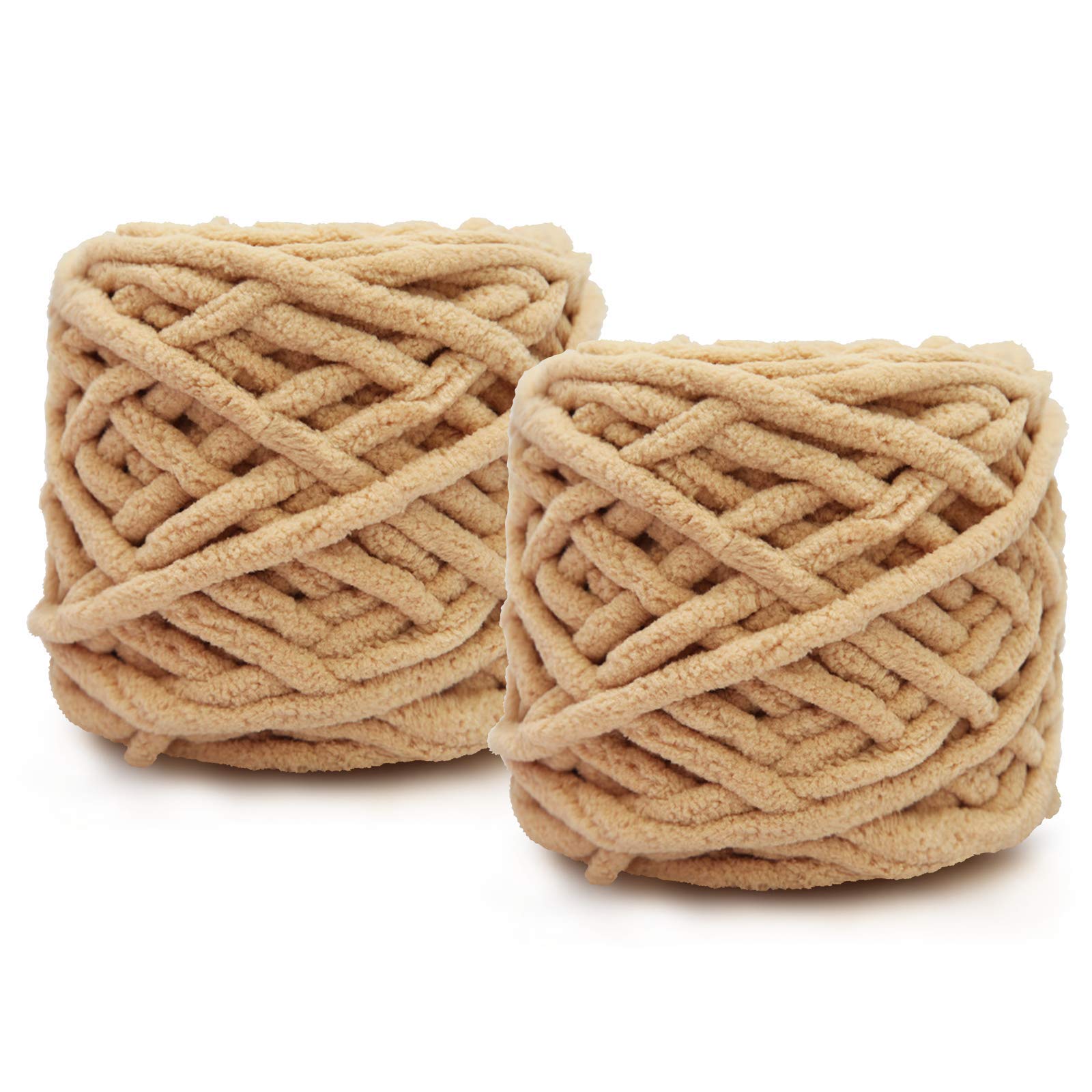 2X100g Chunky Yarn for Knitting Wool Ball Made of Cotton, Wool and Acrylic Soft and Warm Weaving Scarf and Slippers DIY Plush Knitting.