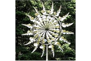 YGBRAND Unique and Magical Metal Windmill,3D Wind Powered Kinetic Sculpture, Lawn Solar Metal Wind Wind Spinners for Yard and Garden, Wind Catchers Metal Outdoor Patio Decoration Wind Sculpture (Silvery)
