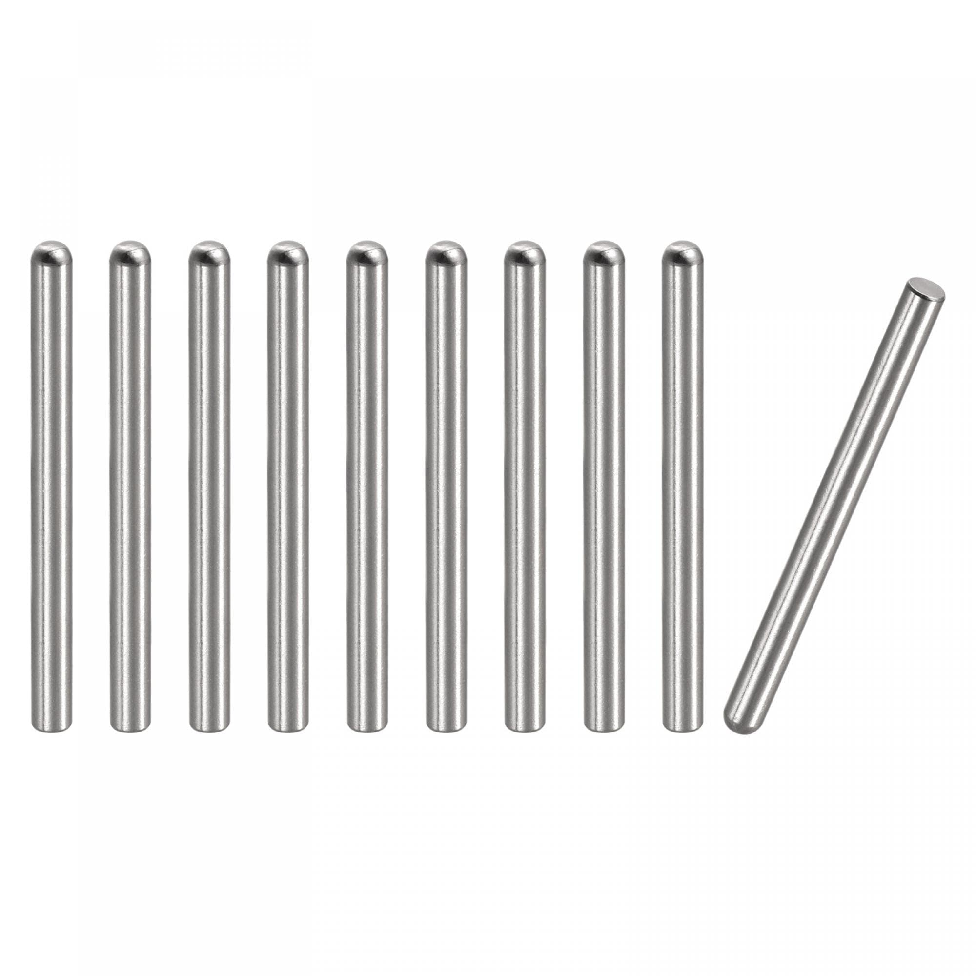 TOP-VIGOR 10Pcs 5mm x 70mm Dowel Pins, 304 Stainless Steel Round Head Flat Chamfered End Shelf Pegs Support Fasten Elements Silver Tone