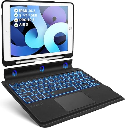 Amazon Com Kibbol Ipad 10 2 10 5 Detachable Keyboard Case Bluetooth 5 One Step Pairing Precisive Touchpad 7 Color Backlit Lightweight Keyboard Folio For Ipad 8th 7th Gen Air 3 Black Computers Accessories