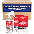 Truly Free Multi-Purpose Odor & Stain Eliminator, Pet Odor Eliminator for Home & Stain Remover for Carpet, Couch, Rugs & More, Upholstery Deodorizer, Includes 1 Empty Bottle Spray & 2 Refill (3 oz ea)