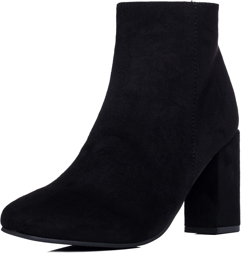 block heel black suede ankle boots