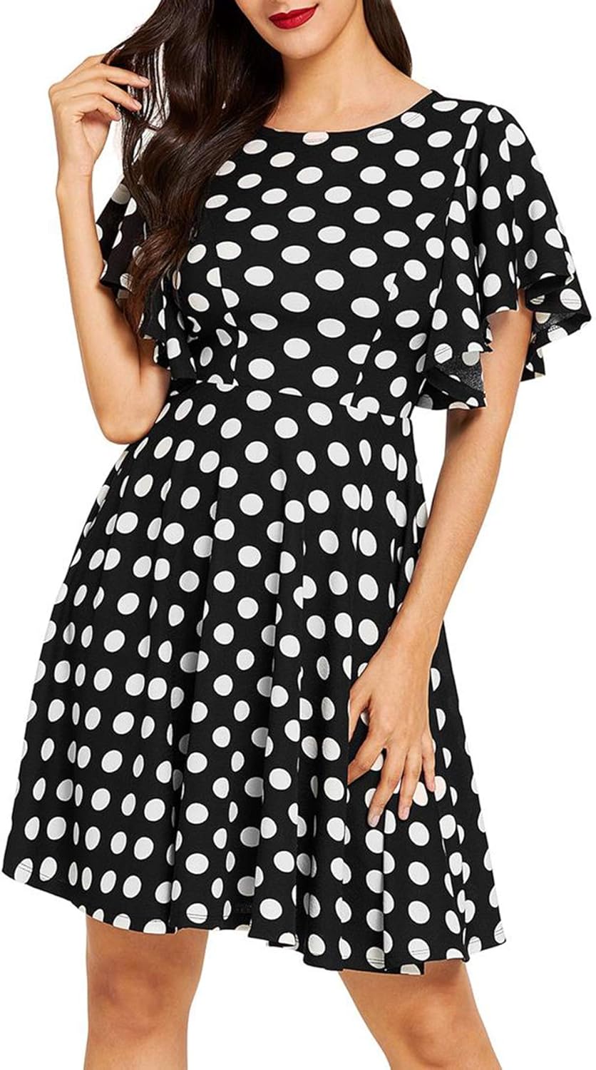 Romwe Women's Stretchy A Line Swing Flared Skater Cocktail Party Dress at  Women’s Clothing store