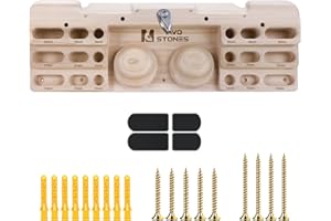 TWO STONES Wooden Hangboard Rock Climbing Pull Up Bar Designed Training for Climbing, Wooden Fingerboard Climbing Training Board for Building Core Strength and Endurance (CJ-HB2005)