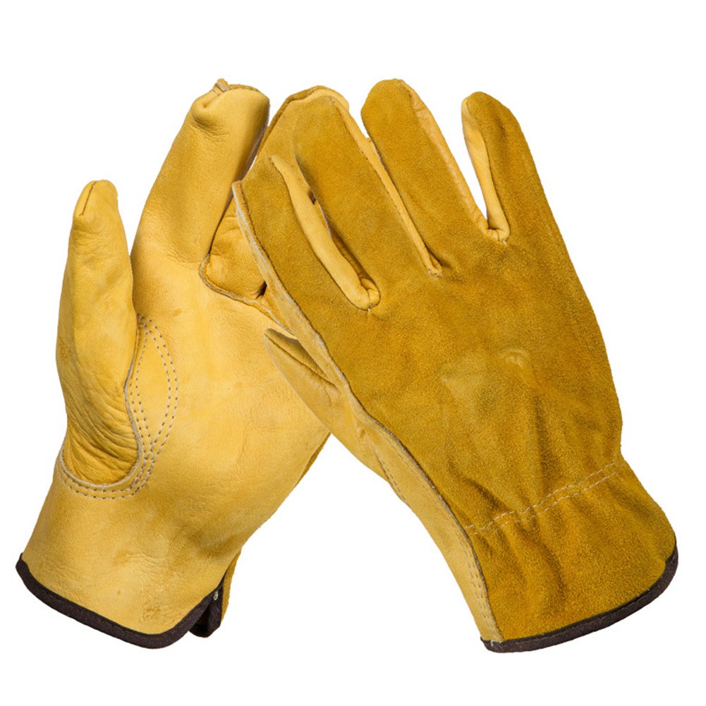 Heavy Duty Gardening Gloves for Men & Women, 1Pair Thorn Proof Leather Work Gloves, Waterproof