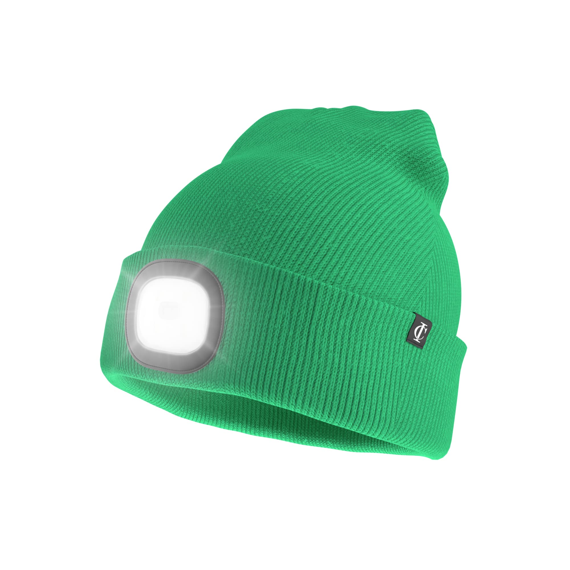 Idyllicomfort Led Lighted Beanie Hat,USB Rechargeable Hands Free Headlamp Cap, Unisex Winter Warmer Knit Hat with Light for Hiking Biking Camping Jogging, Gift for Men, Women, Teens Pastel Green