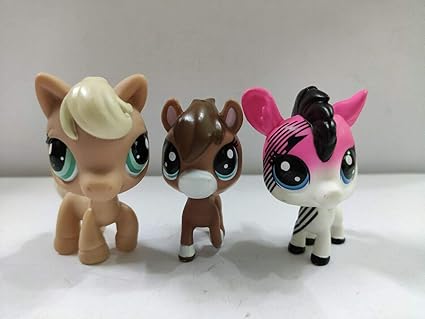 Amazon Com 3pcs Lot Kid Toy Littlest Pet Shop Lps Brown Cream Horses Toy Toys Games