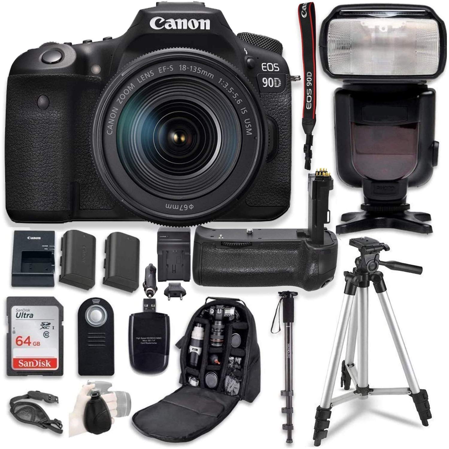 Canon EOS 90D Digital SLR Camera 18-135mm USM Lens Bundle With - Main Image