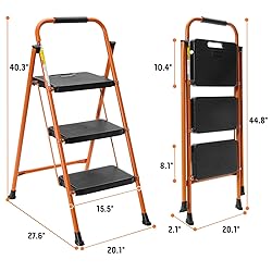 BOCOM 3 Step Ladder, Lightweight Portable Foldable