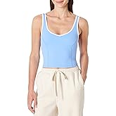 Amazon Essentials Women's Active FormFlex Buttery Soft Light Support Crop Tank with Bra and Contrast Trim