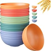 Quatish 10 PCS Cereal Bowls, Plastic Bowls, Small Snack Soup Kitchen Bowl | Unbreakable, Dishwasher &amp; Microwave Safe, Easy-to-Clean, Portable, for Camping Salad &amp; Picnics, Wheat Straw