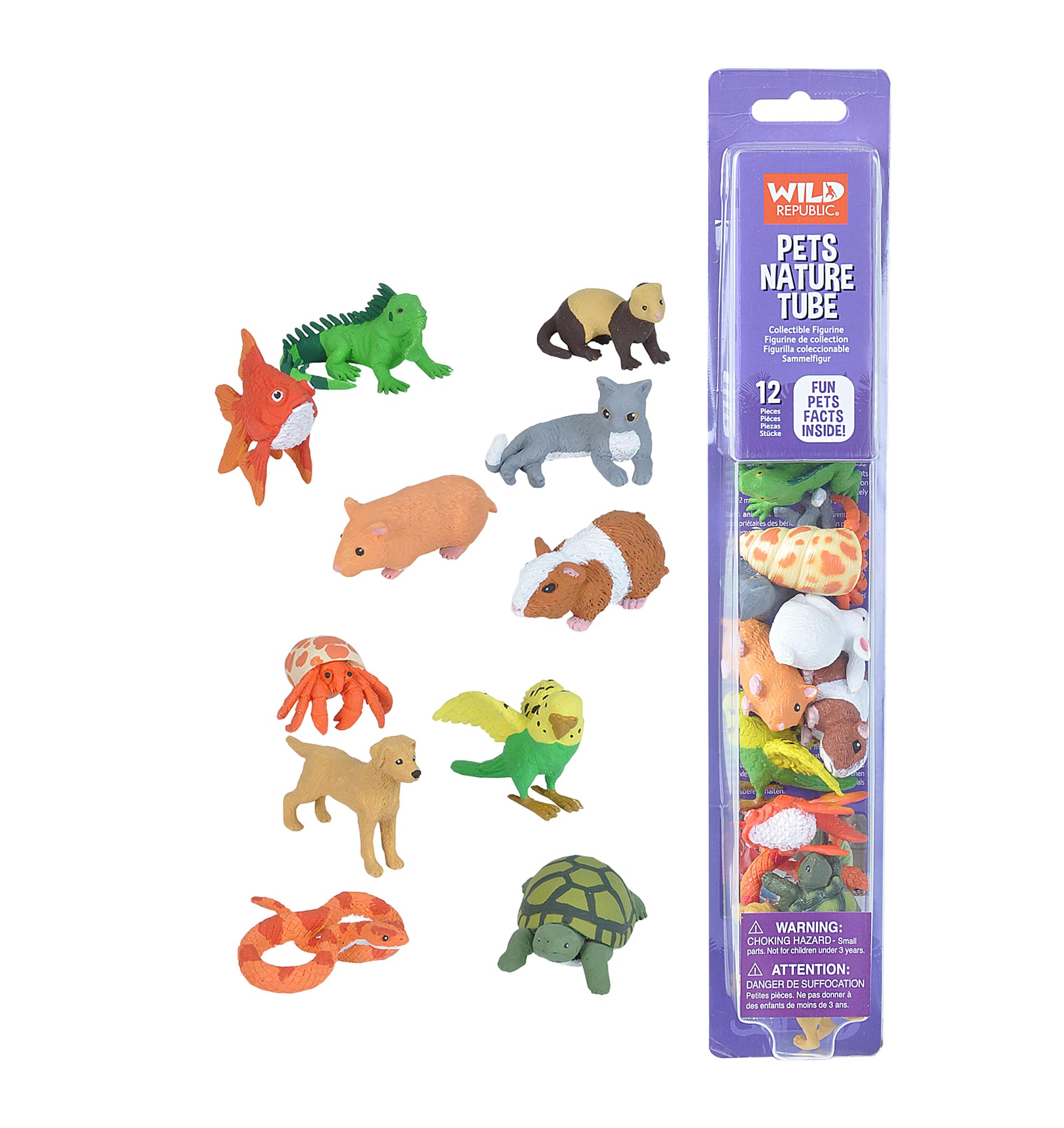 Wild Republic Nature Tube Pet, Twelve Species of Pet Animals, Gift for Kids, Great for Interactive Play