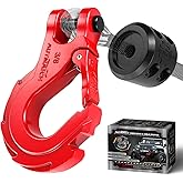 AUTMATCH Winch Hook 3/8" - Clevis Slip Hook with Safety Latch & Winch Cable Hook Stopper, Grade 70 Forged Steel Max 18Ton (39,600Lbs) Work for Winch Rope, ATV, UTV, Off Road Vehicle, Red & Black