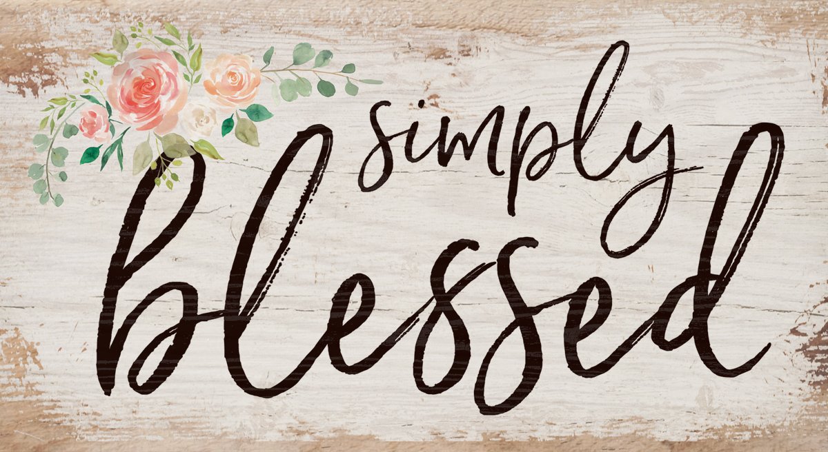 P. Graham Dunn Simply Blessed Floral Whitewash 5.5 x 10 Solid Wood Plank Wall Plaque Sign