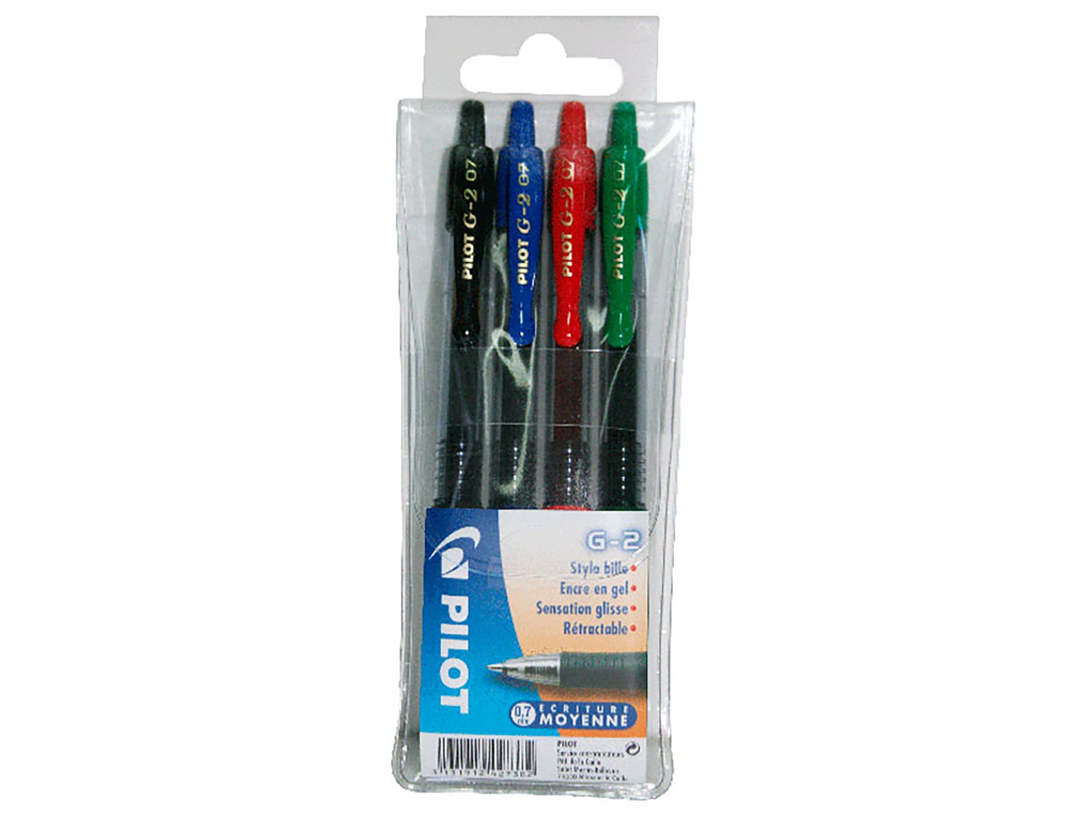 Pilot G2 Rollerball Gel Pen - Pack of 3 Noir, bleu, Rouge & vert
