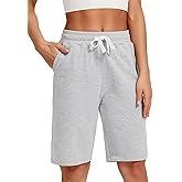 SPECIALMAGIC Women's 12 Inch Inseam Bermuda Shorts with Pockets High Waisted Stretch Knee Length for Workout Yoga