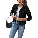 Hwqcldhcs Women's Denim Jackets Female Casual Long Sleeve Lapel Solid Button Down Chest Pocket Jean Jacket Fall Winter Coat