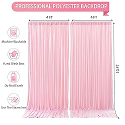Pink Backdrop Curtains-Wrinkle-Free Polyester