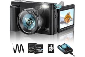 Upgrade 4K Digital Camera for Photography 48MP with 3'' 180° Flip Screen 16X Zoom Autofocus YouTube Vlogging Camera, Compact 
