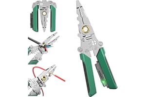 POLSMTX 8 in 1 Wire Stripper with Voltage Tester, 2025 New Heavy Duty Wire Crimper Electrical Pliers, Electrician Tools, Noise Alarm, Hot/Neutral Detector for 12-250V AC/DC