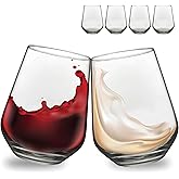 ums Stemless Wine Glasses Set of 6, 13 oz, Ideal for Cocktails, Red & White Wine and Scotch for Homes and Bars, Tumblers for 