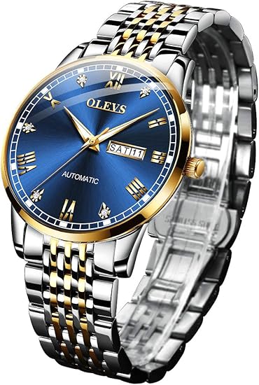 Amazon 自動巻き 腕時計 メンズ 機械式 時計 うで時計 ビジネス おしゃれ 防水 クラシック 男性用 高級 ブランド ステンレスバンド アナログ表示 紳士 人気 日付 曜日 ブルー Olevs 腕時計 腕時計 通販