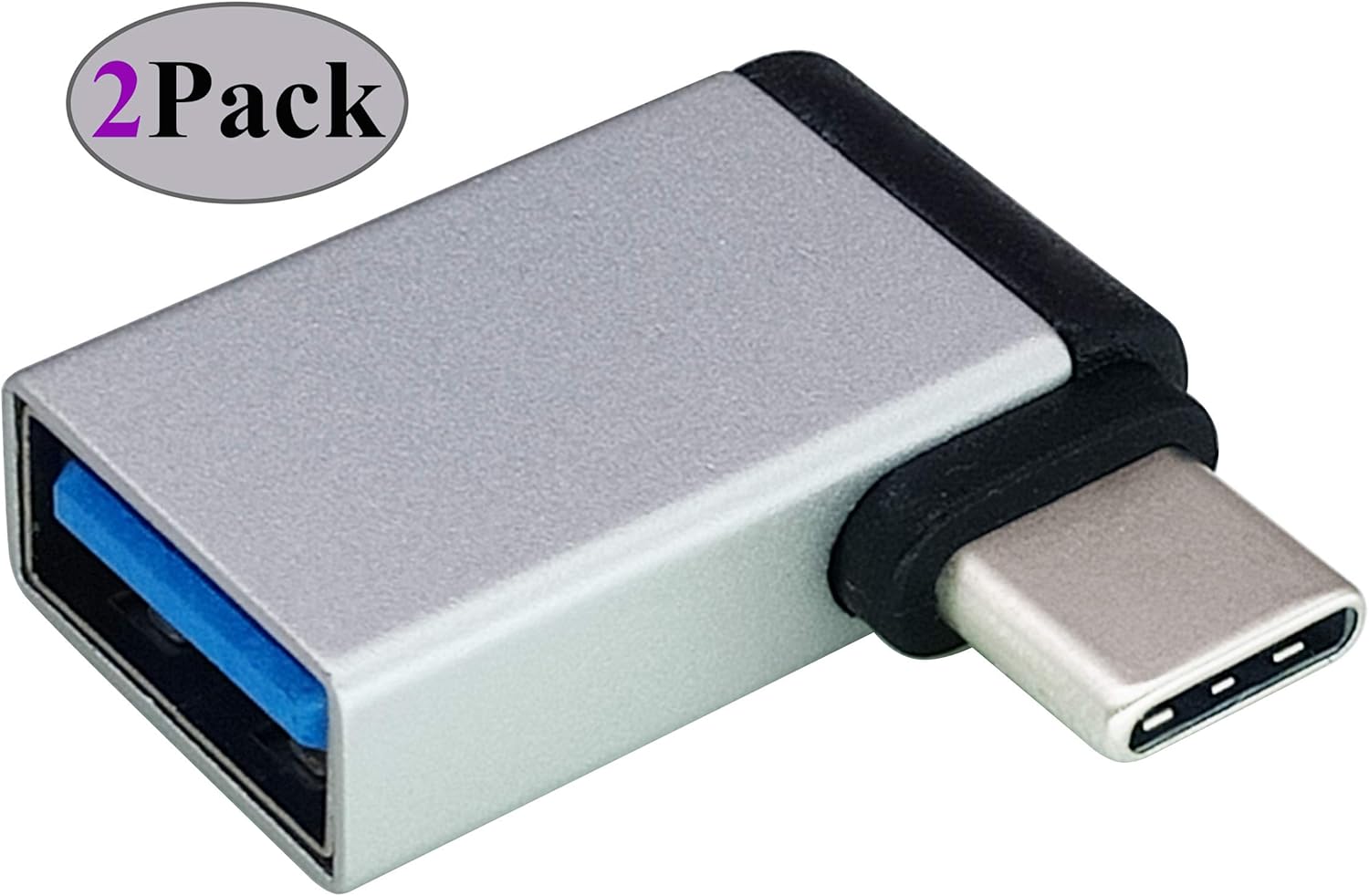 AAOTOKK 90 Degree C-Type Male to USB A 3.0 Female Converter,Suitable for Mobile(OTG) Smartphones,Laptops,Mouse Keyboards,more USB and C-Type Devices(2-Pack silver M/F) - Image 4