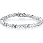 MDFUN Tennis Bracelets for Women/Men,3/4/6/7mm CZ Bracelet 18K Gold Plated | 3mm/4mm/6mm/7mm round-cut Cubic Zirconia Tennis Bracelets,18K white/yellow gold plated brass, Box Tongue Safety,6-8.5inch